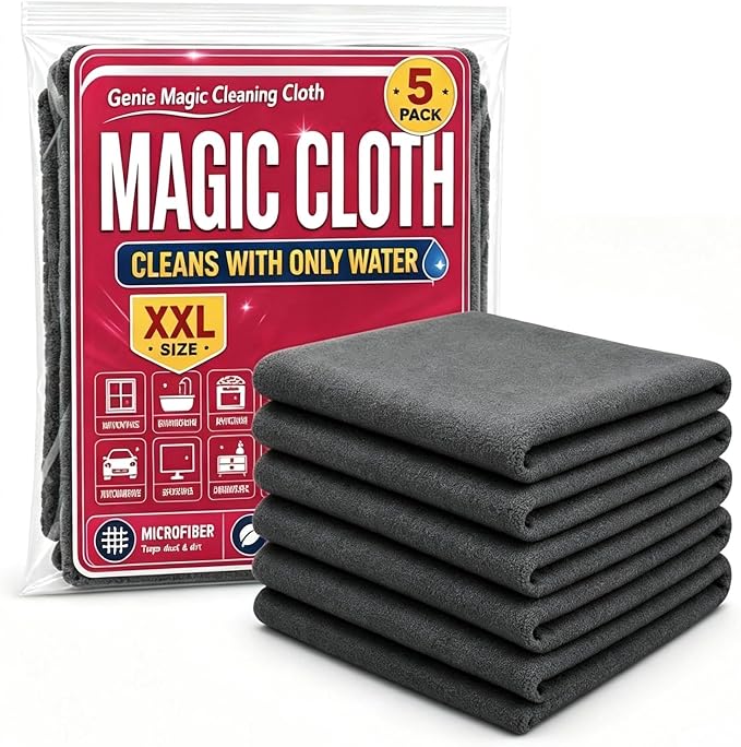 5 Pack Thickened Magic Cloth, Reusable Cleaning Rags for Glass Kitchen Car