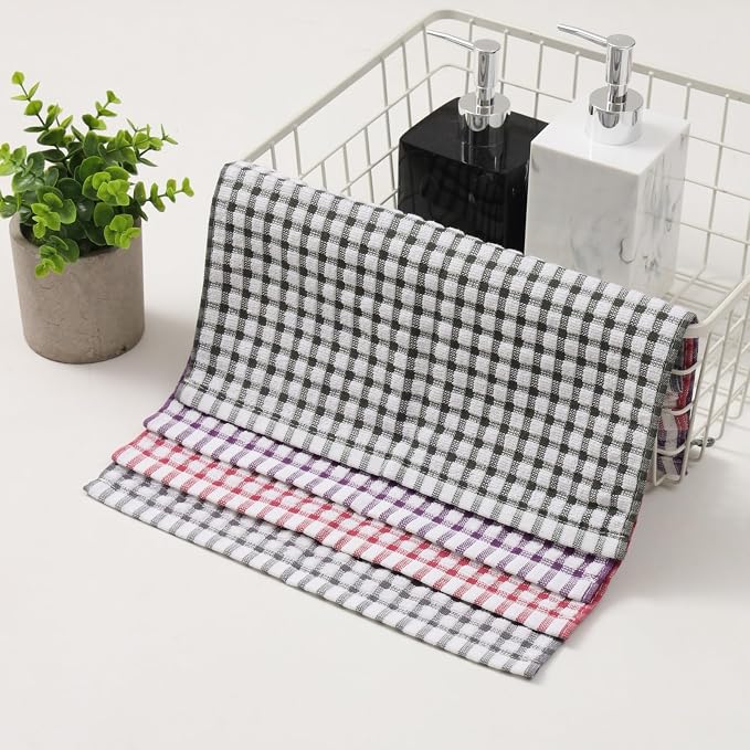 Kitchen Dish Rags for Washing Dishes, 100% Cotton Dish Cloths | Good absorption, for cleaning drying wiping, dish cloths ,quick dry, 100% cotton,12x12 inches, pack 8, small dish towels