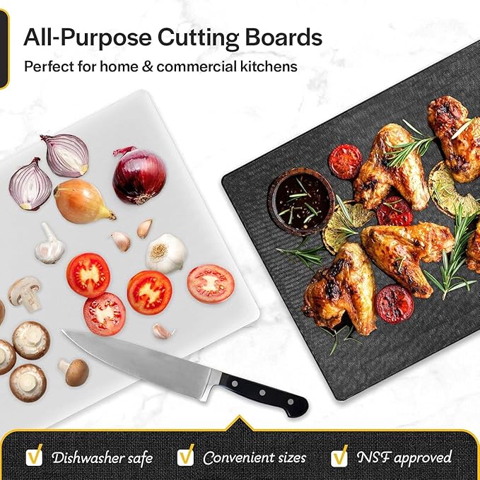 Thirteen Chefs Extra Large 24 x 18 Plastic Cutting Board - 1/2" Thick White HDPE for Restaurants and Professional Kitchens
