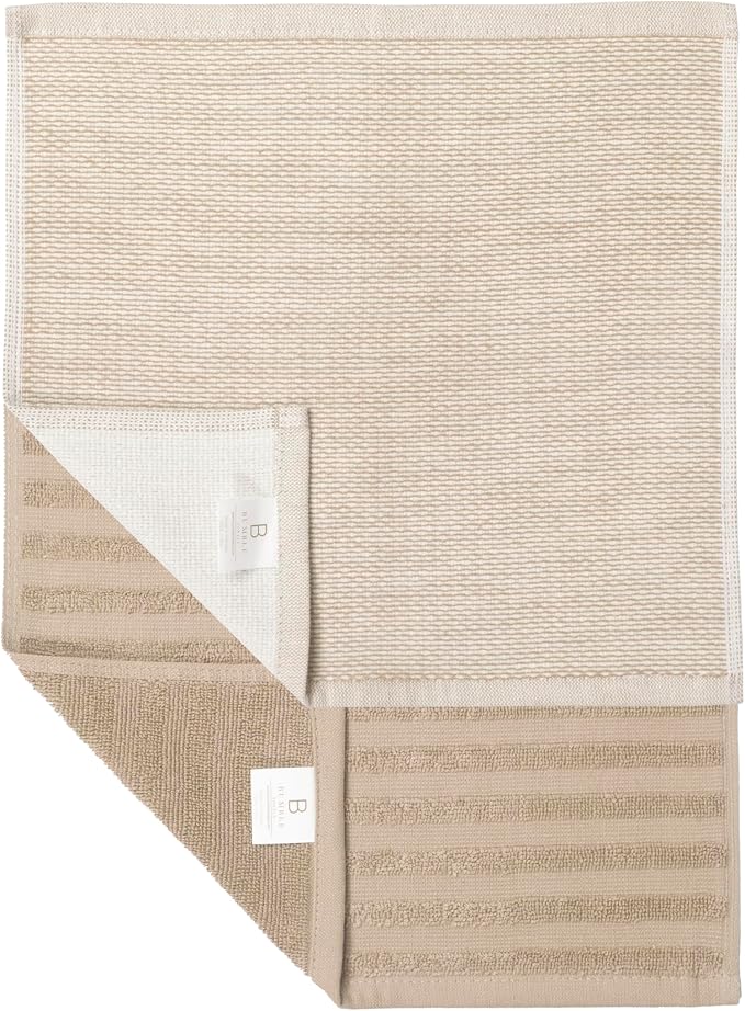 Bumble Premium Dish Cloths 13"x13" (6 Pack) | 100% Natural Ring Spun Cotton | 400 GSM | Highly Absorbent & Soft |Yarn Dyed & Solid Dyed Terry Dish Cloth Set - Tan