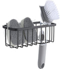 SunnyPoint NeverRust Deluxe Kitchen & Bathroom Sink Sponge Holder Organizer with Adhesive Mount - Additional Suction Cup Included – Sponge & Brush NOT Included – 7.4 x 3.3 x 2.75 Inch (Mat Black)
