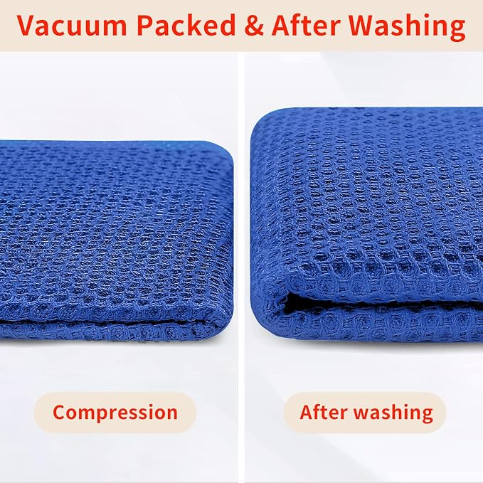 Homaxy 100% Cotton Waffle Weave Kitchen Dish Towels 6-Pack, Blueberry | 13 x 28 Inches, Ultra Soft Absorbent Dish Towels, Quick Drying Cleaning Towels