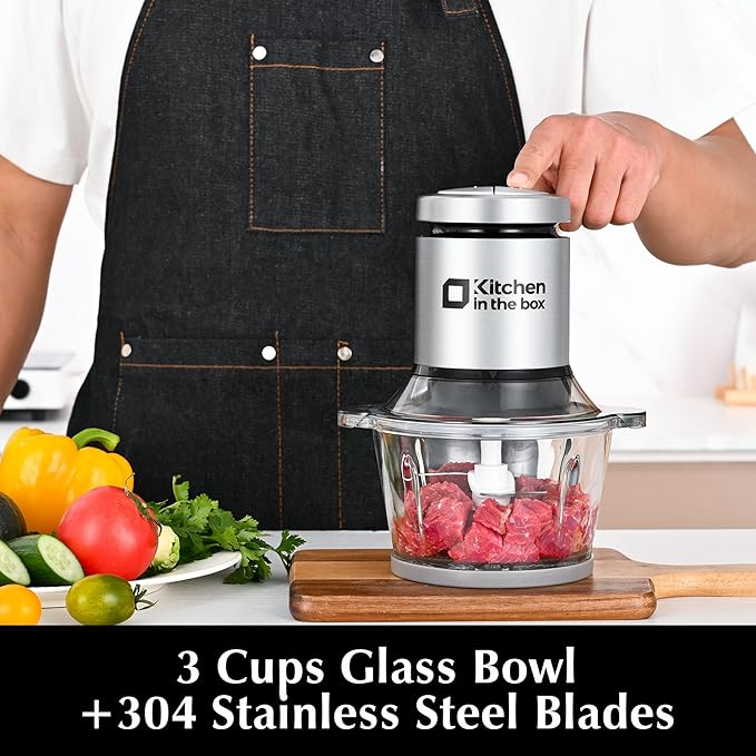 Kitchen in the box 3 Cups Mini Food Processors Food Chopper Meat Grinder
