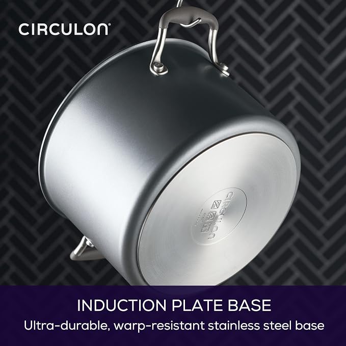 Circulon A1 Series with ScratchDefense Nonstick Induction Cookware, Stockpot with Lid, Pasta Pot, Kitchen Essentials, 8-Quart, Graphite
