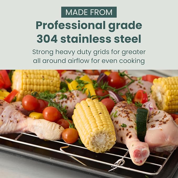 Durable 3 Tiers Stackable, 16" x 10" Cooling Rack for Baking | Professional Grade, Premium 100% Stainless Steel, Baking Rack & Wire Cooling Mesh, Dishwasher Safe, Oven Safe