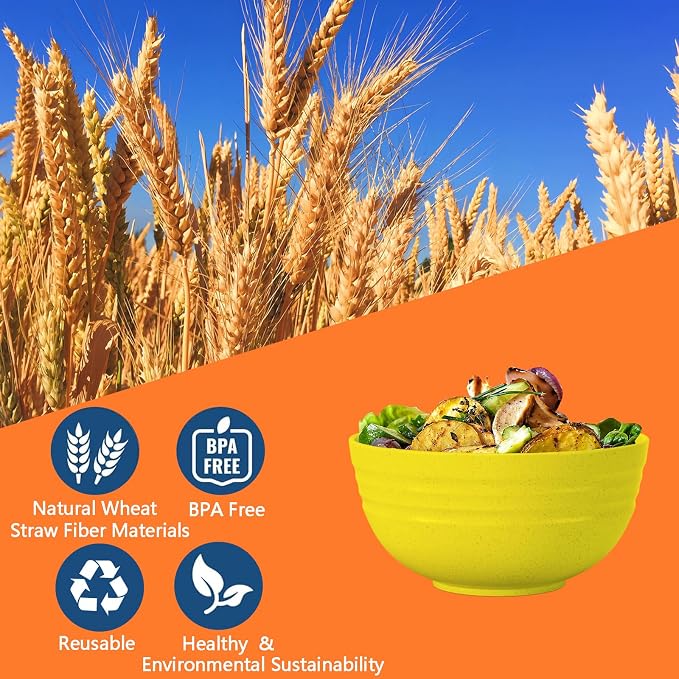 Homestockplus [Set of 6] 68 Oz Salad Bowls Large Serving Bowls Unbreakable Ramen Bowl for Salad, Soup, Ramen, Noodle, Oatmeal, Snack Apply to Kitchen, Freezer,Dishwasher & Microwave Safe