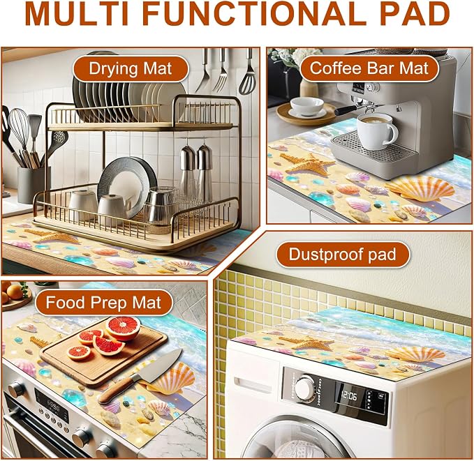 HOMETITUTE Summer Stove Top Cover 28x20 Coastal Seashell Heat Resistant Protector