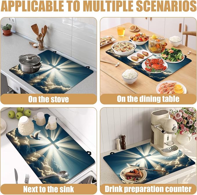 Blessed Cross Heaven Stove Top Covers for Electric Stove, Electric Gas Stove Pad Heat Resistant Range Cooktop Protector for Home Decor Kitchen 28"x20"