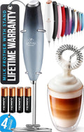 Zulay Kitchen Powerful Milk Frother Wand With Duracell Batteries - Ultra Fast Handheld Drink Mixer - Electric Whisk Foam Maker for Coffee, Lattes, Cappuccino & Matcha - Z1 Motor - Storm Blend