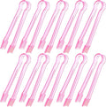 10 Pcs Plastic Buffet Serving Tongs, Clear Pink Kitchen Tongs Mini Serving Utensil Tongs for Food Ice Salad Buffet Barbecue Cookies, 6.3 Inches