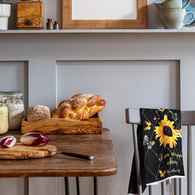 4 Pcs Sunflower Kitchen Towels Butterfly Hand Dish Towels Gifts | Absorbent Fast Drying Dish Clothes Black Yellow Floral Decor Housewarming Gift for Holiday Cooking Kitchen Bathroom