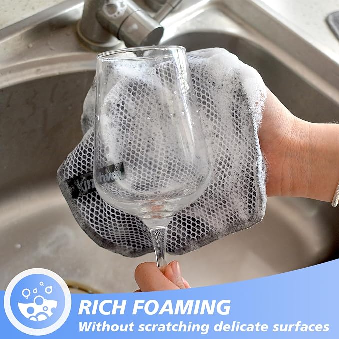 Dish Cloths for Washing Dishes with Scrub Side, Microfiber Dish Rags | Dual-sided microfiber dish cloths with scrubber for stuck-on food, quick dry kitchen washcloths 9 Pack, 7" x 7 Inch Gray