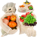 8 Pack Reusable Produce Bags, Mesh Produce Bags, Mesh Bags For Vegetables | Reusable Produce Bags Cotton Washable for Refrigerator Grocery Fruits Veggies Shopping, Transporting, Storing (2XL,2L,2M,2S)