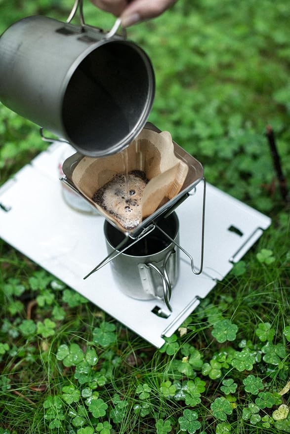 Snow Peak Portable Coffee and Tea Essentials, Stainless Steel, Pour Over | Durable, Portable, Perfect for Camping, Backpacking, and Outdoors, Japanese Designed
