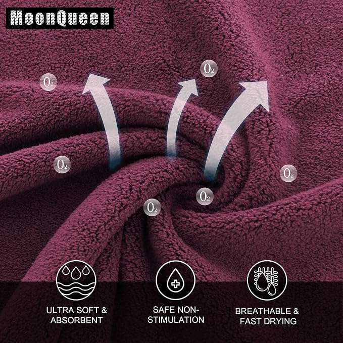 MOONQUEEN Ultra Soft Premium Washcloths Set - 12 x 12 inches - 24 Pack - Quick Drying - Highly Absorbent Coral Velvet Bathroom Wash Clothes - Use as Bath, Spa, Facial, Fingertip Towel (Burgundy)