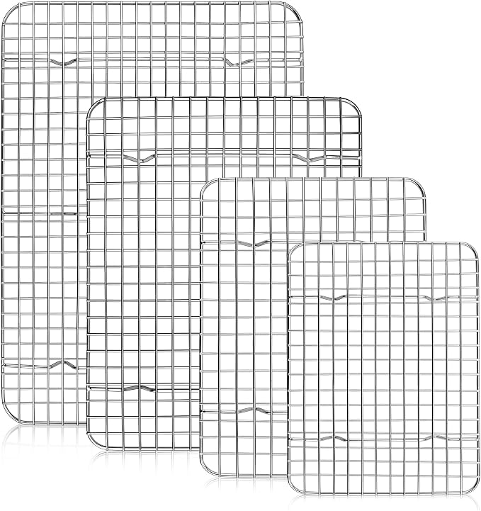 TeamFar Cooling Rack, Stainless Steel Baking Rack for Oven | 15.3/ 11.6/ 9.8/ 8.7 Inch Grid Roasting Rack for Baking Pans, Cookie Cupcake for Christmas Camping, Dishwasher Safe - 4PCS