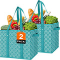 Reusable Grocery Bags 2 Pack, Foldable & Water Resistant Shopping Bags | Large Grocery Tote Bag Water Resistant Shopping Bags Foldable Grocery Bag for Clothes,Shoes and Picnic