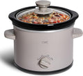 COOK WITH COLOR 2QT Mini Electric Round Slow Cooker - Adjustable Settings, Removable Stoneware Pot, Tempered Glass Lid, Dishwasher Safe, Cool-Touch Side Handles, Greige