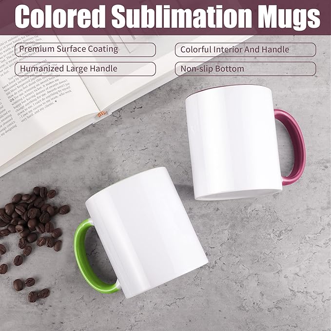 TANGLONG 11oz Sublimation coffee Mugs Set of 12-6 Assorted Colors-with Box | Sublimation Blank Ceramic with Box for for Home and Kitchen,office, juice, milk, smoothies,gifts