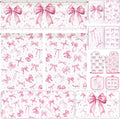 13 Pcs Pink Bow Kitchen Decor Set 3 Coquette Kitchen Curtains Valance 2 Aesthetic Rugs and Mats 4 Girly Hand Towels 2 Pink Pot Holders 2 Oven Mitts for Home Decor Cooking Grilling Housewarming Gift