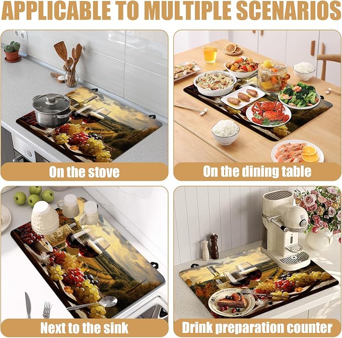 Vintage Wine Glass Stove Top Covers for Electric Stove, Electric Gas Stove Pad Heat Resistant Range Cooktop Protector for Home Decor Kitchen 28"x20"
