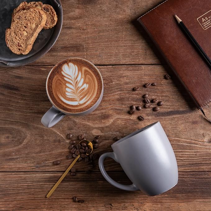 AmorArc 16 oz Coffee Mugs Set of 6, Large Ceramic Coffee Cups-Matte Gray | Classic Coffee Mugs Set for Men,Women,Tea/Latte/Cappuccino/Cocoa. Dishwasher&Microwave Safe