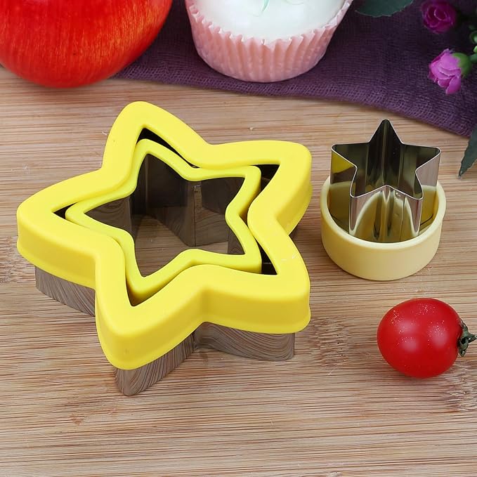 Stainless Steel Star Cookie Cutters, Mini to Large Sizes, Five-pointed Star & Vegetable Shapes Set for Kids