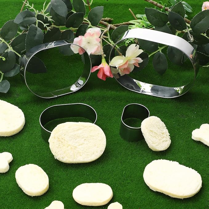 Pill Capsule Long Oval Cookie Cutters 4 Sizes- 5 Inch, 4 Inch, 3 Inch, 2 Inch Stainless Steel Geometric Frame Plaque Cookie Cutter Set Fondant Biscuit Molds - 1 Inch Depth