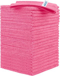HOMEXCEL 24PK Microfiber Cleaning Cloth, Cleaning Rag for Home, 11.5x11.5in | Reusable, Lint Free, Scratch-Free and Highly Absorbent Towels for Kitchen, Window and Glass, Cars, Pink