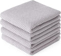 BOOMIBOO 4-Pack Dish Towels,100% Cotton Waffle Weave,13x28 in,Light Grey | Ultra Soft Absorbent, Quick Drying