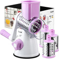 Geedel Rotary Cheese Grater Hand Crank, Cheese Shredder Vegetable Slicer | 3 Blades, 430 Stainless Steel, 12x Fast Cutting, Strong Suction Base, No BPA, Dishwasher Safe, for Cheese, Veggie, Nut