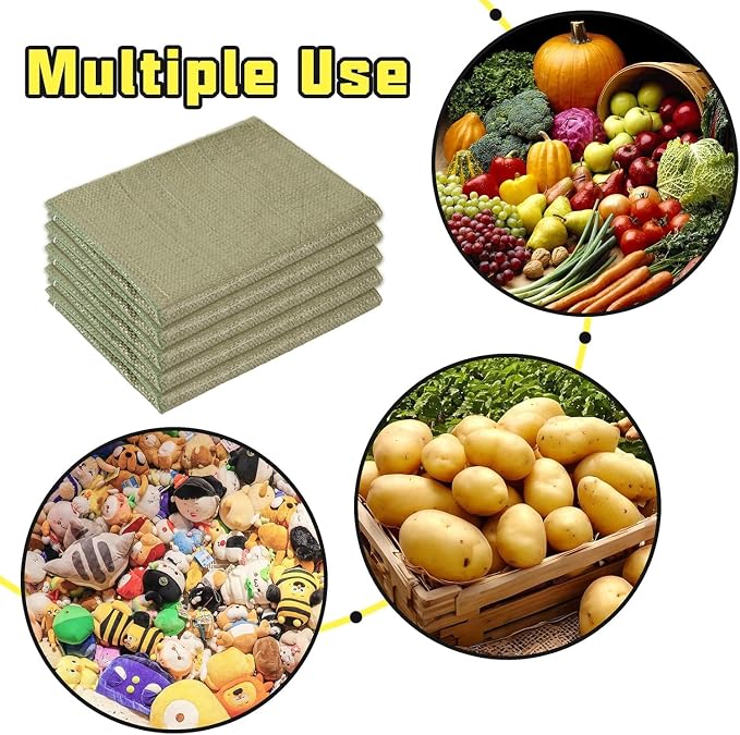 Potato Sack Race Bags, 24"x39"-Set of 10, Reusable Sack Race Bags | Plastic Bag for Family Field Day Party Game & Potato Bean Onion Vegetable Storage