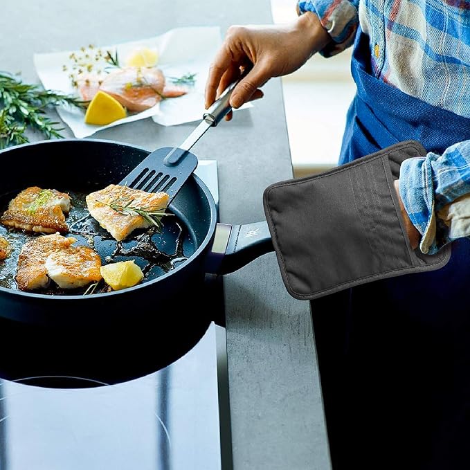 5Pack Pocket Pot Holders Cotton Heat Resistant Potholder Multipurpose Hot Pads Machine Washable Oven Mitts Cooking Pads Bulk for Daily Kitchen Baking and Cooking 8.9 x 6.9 Inch Grey