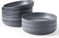 famiware Milkyway 33 oz Pasta Bowls Set of 8, Matte Dark Charcoal | Double Reactive Glaze, Scratch-Resistant Stoneware Salad Bowls, Stackable, Dishwasher & Microwave Safe, Lead-Free