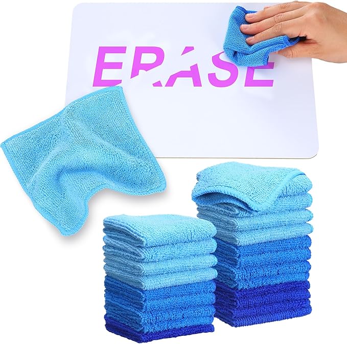 30 Pcs Dry Erase Cloth,6 X 6 Inch,Blue/Light Blue/Dark Blue | Cleaning Rags Reasonable Whiteboard Cloth Kitchen Towels Microfiber Towels Cars Wash