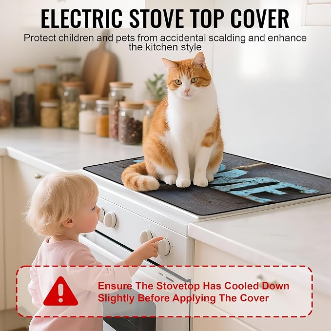 NYZE Stove Top Cover for Electric Stoves, Flat Top Cooktop Protector, Kitchen Extra Counter Space with Home Design