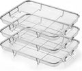 P&P CHEF 15.4 Inch Air Fryer Basket for Oven, Air Fryer Rack, 3 Pieces | Food-grade Stainless Steel Air Fryer Accessories for Frying Cooking Baking Roasting, Ideal for Fried Food, Dishwasher Safe