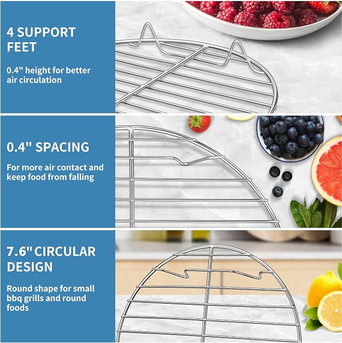 Herogo 3 Pack Steaming Cooling Racks, 7.6 inch Round Baking Canning Racks