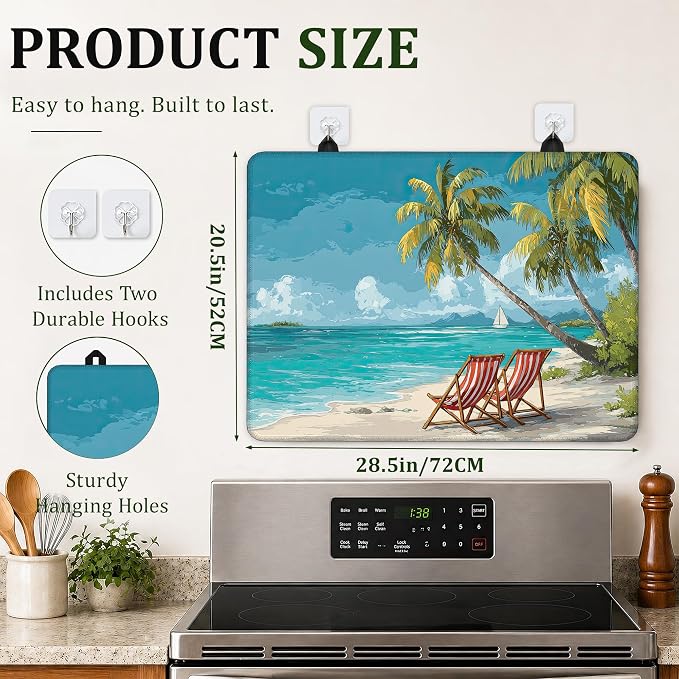 Beach Palm Tree Stove Top Cover Glass Cooktop Heat Resistant Cover,Ceramic Stove Top Covers Mat Prevents Scratching Stoves/Counter/Washer Protector,28.5x20.5 in