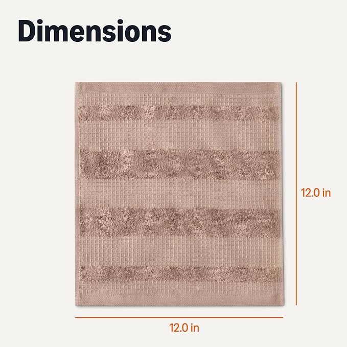 Amazon Basics Organic Cotton Waffle Kitchen Dish Cloths, Ultra Absorbent, Quick Drying, Lint-Free, 12 x 12 inches, 6-Pack (2 Brown, 2 Green, 2 Navy)