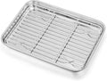 Homikit Mini Baking Sheet with Wire Rack for Toaster Oven (1 Pan+1 Rack) | 9x7 Inch Stainless Steel Baking Pan with Cooling Rack Set, Metal Cookie Sheets, Small Bacon Tray, Nonstick, Dishwasher Safe