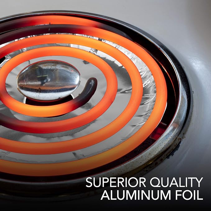 Round Electric Stove Burner Covers (50 Pack) 6 Inch and 8 Inch Disposable Stove Top Aluminum Foil Bib Liners, to Keep Kitchen Range Clean from Oil and Food Drips, Stock Your Home