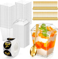 165 Pcs 5oz Clear Plastic Dessert Cups with Lids & Spoons – BPA-Free Mini Parfait & Pudding Cups, Disposable or Reusable Appetizer Containers