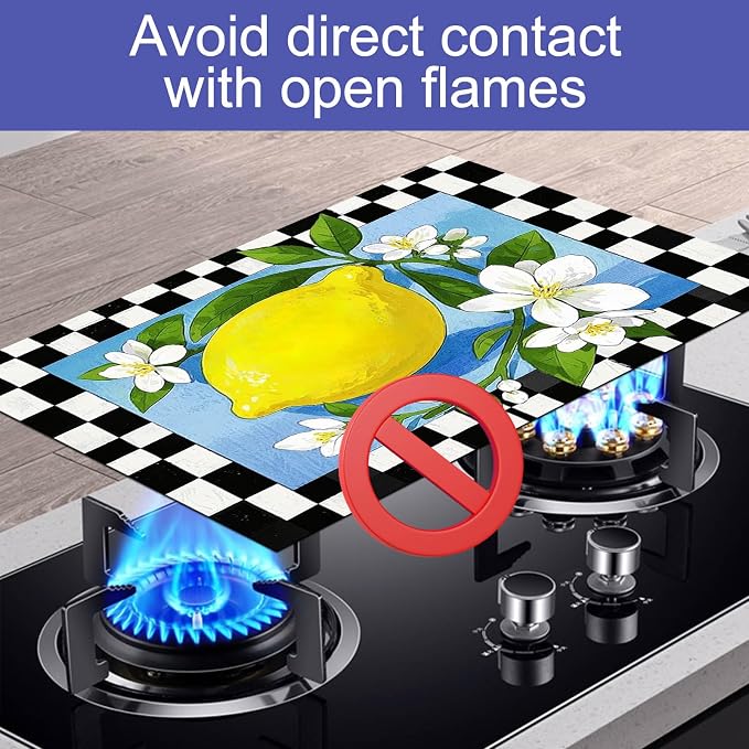 HOMETITUTE Lemon Blossom Stove Top Cover 28x20 Diatomite Mat