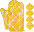 AUAUY Oven Mitts and Potholders BBQ Gloves-Oven Mitts and Pot Holders with Recycled Infill Silicone Non-Slip Cooking Gloves for Cooking Baking Grilling (6-Piece Set,Yellow) | Cooking Gloves and Hot Pads Baking Mittens BBQ Gloves, Top Kitchen Gadgets, N...