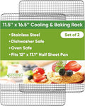 Spring Chef 11.5" x 16.5" Stainless Steel Cooling Rack for Baking, Set of 2 | Heavy Duty Grill Rack for Kitchen, Oven Safe Baking Rack, Fits Half Sheet Roasting Pan, Dishwasher Safe