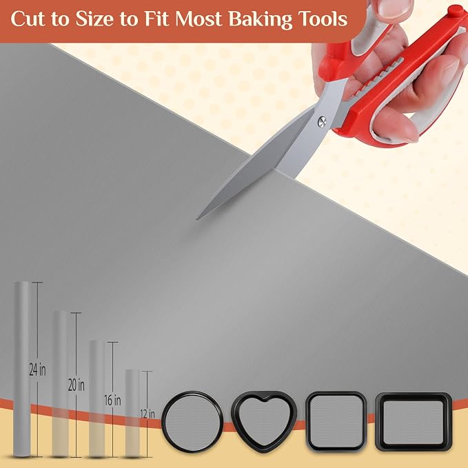 GTJ Silicone Baking Mat Roll, Reusable Baking Sheet Liners, 24 in x 6 ft | Free Cut to Size, Food-Grade, Non-Stick, Non-Slip, For Dough, Pastry, Air Fryer, Freeze Dryer, Oven Pan, Kitchen Counter