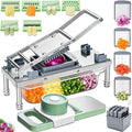 Vegetable Chopper Veggie Cutter Onion Food Potato Dicer with Container | Stainless Steel Construction, Fruit Potato Salad Dicer, Dishwasher Safety, Easy Cleaning, Safety Hand Guards