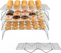Herogo 15" x 10" Cooling Rack, 4-Tier Stainless Steel Baking Rack for Cookies, Cupcakes, and Pastries, Collapsible Space-Saving Design, Dishwasher Safe, Ideal for Baking, Roasting, and Drying