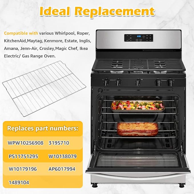 2PCS W10256908 Oven Rack Compatible with Whirlpool Range, 24 x 15-3/4 Inches, Replacement for W10138079, 3195710, W10179196